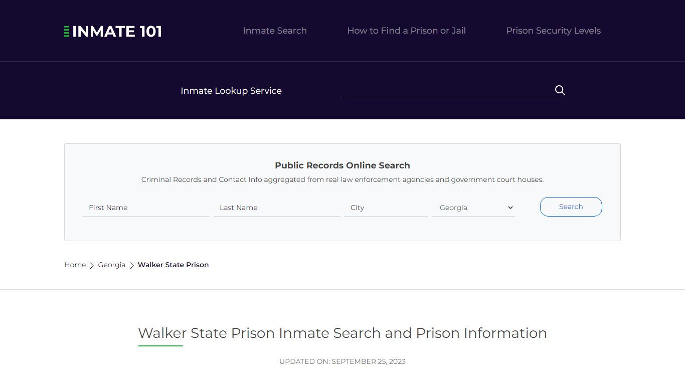 Walker State Prison Inmate Search and Prison Information